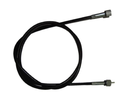 Speedometer cable with black sheath and two metal ends
