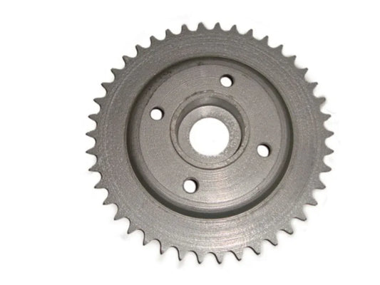 Vintage rear sprocket with 42 teeth and four bolt holes, gray metal