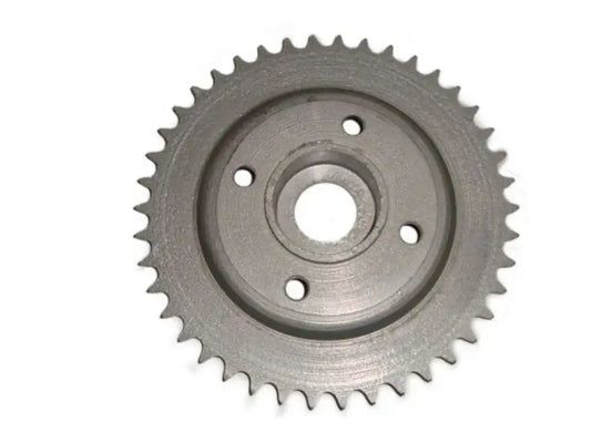 Vintage rear sprocket with 42 teeth and four bolt holes, gray metal
