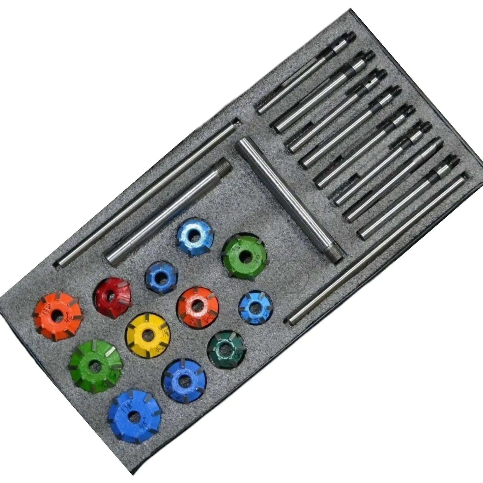 Carbide valve seat restoration kit with various size tools, ideal for automotive engine repairs