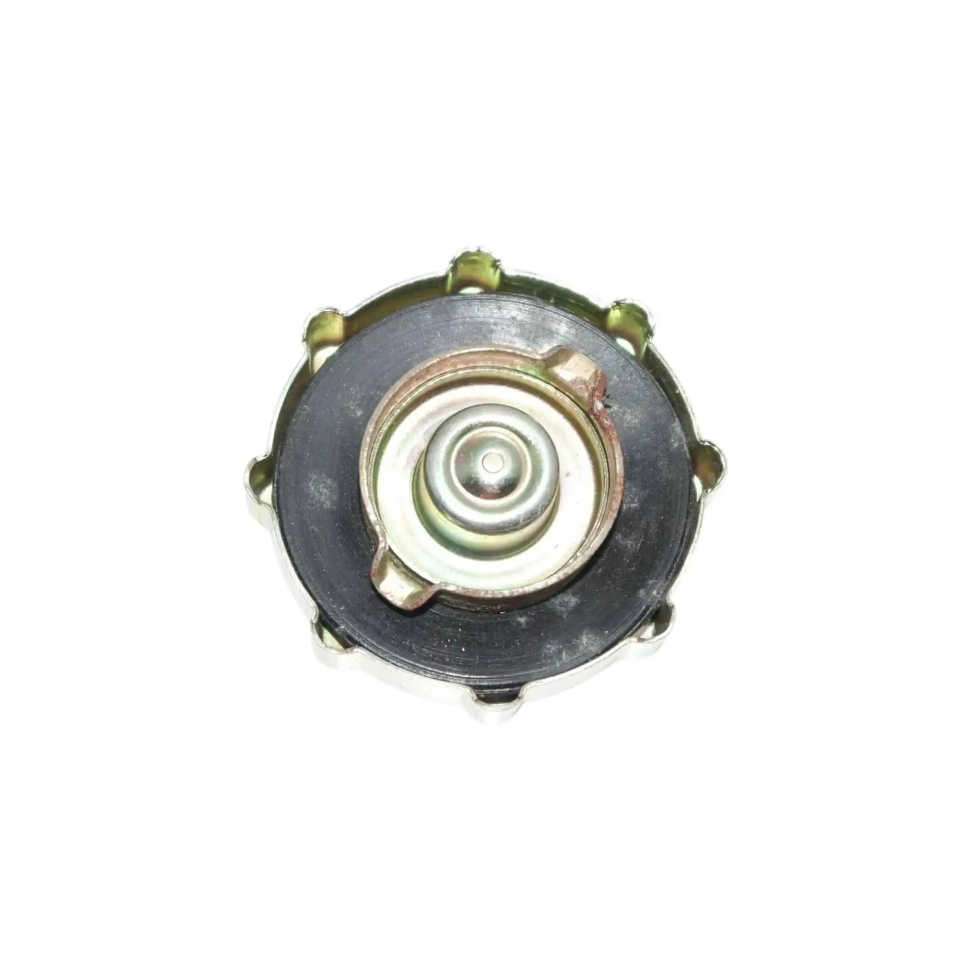 Diesel fuel tank cap underside with four mounting tabs and center seal