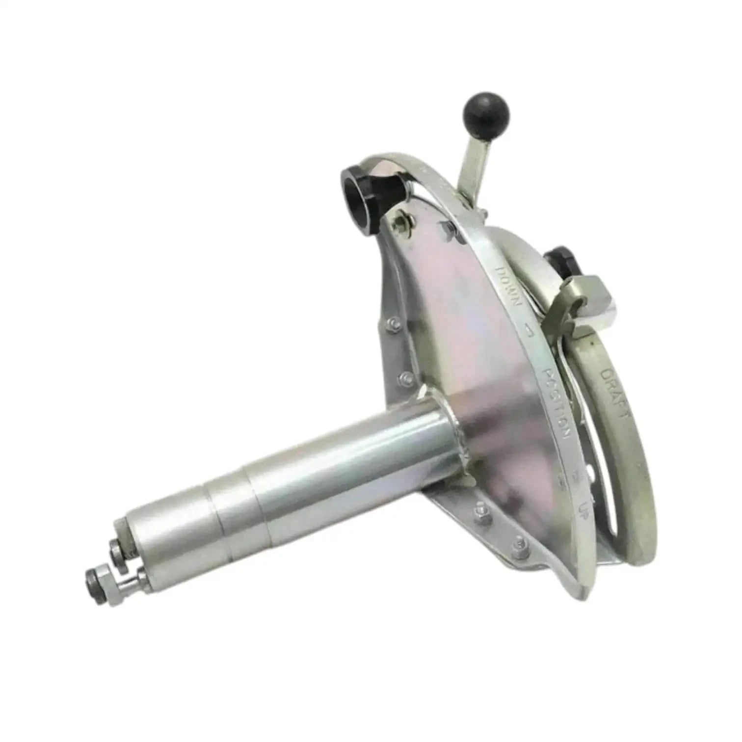 Hydraulic lift control quadrant assembly with side lever and cylindrical shaft