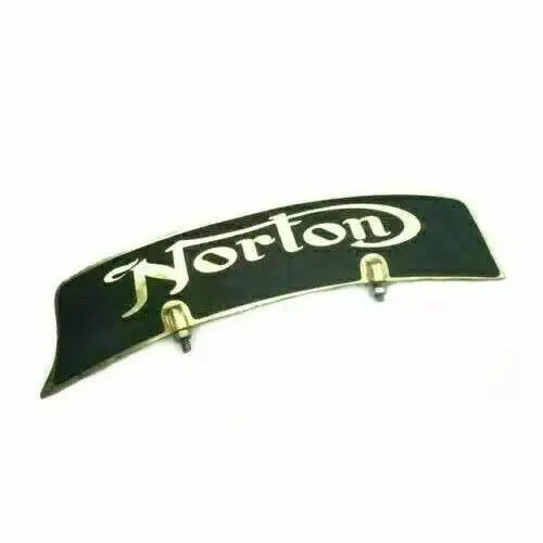 Norton brass number plate for front mudguard featuring classic logo design