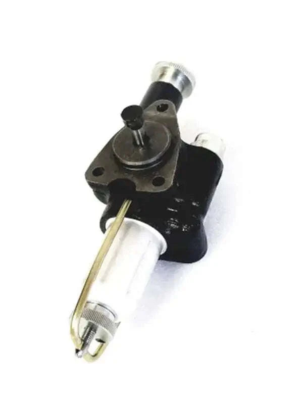 Black feed pump assembly with metal ports and mounting base