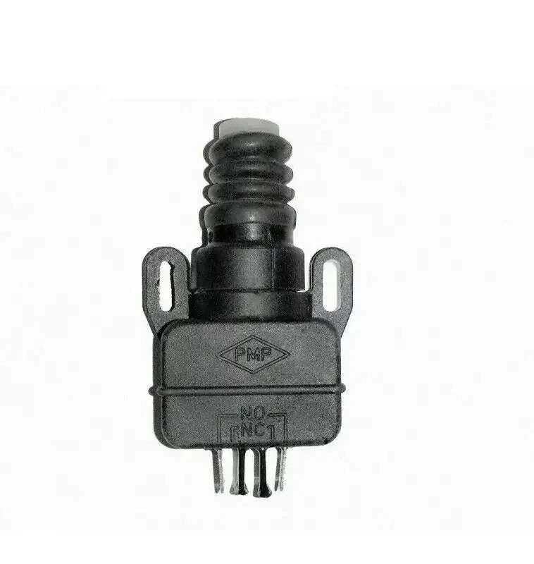 PTO safety switch with mounting ears and four electrical pins, black