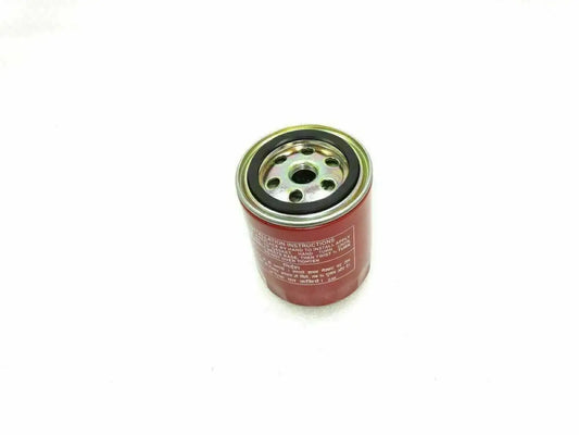 Engine oil filter, red canister with metal base