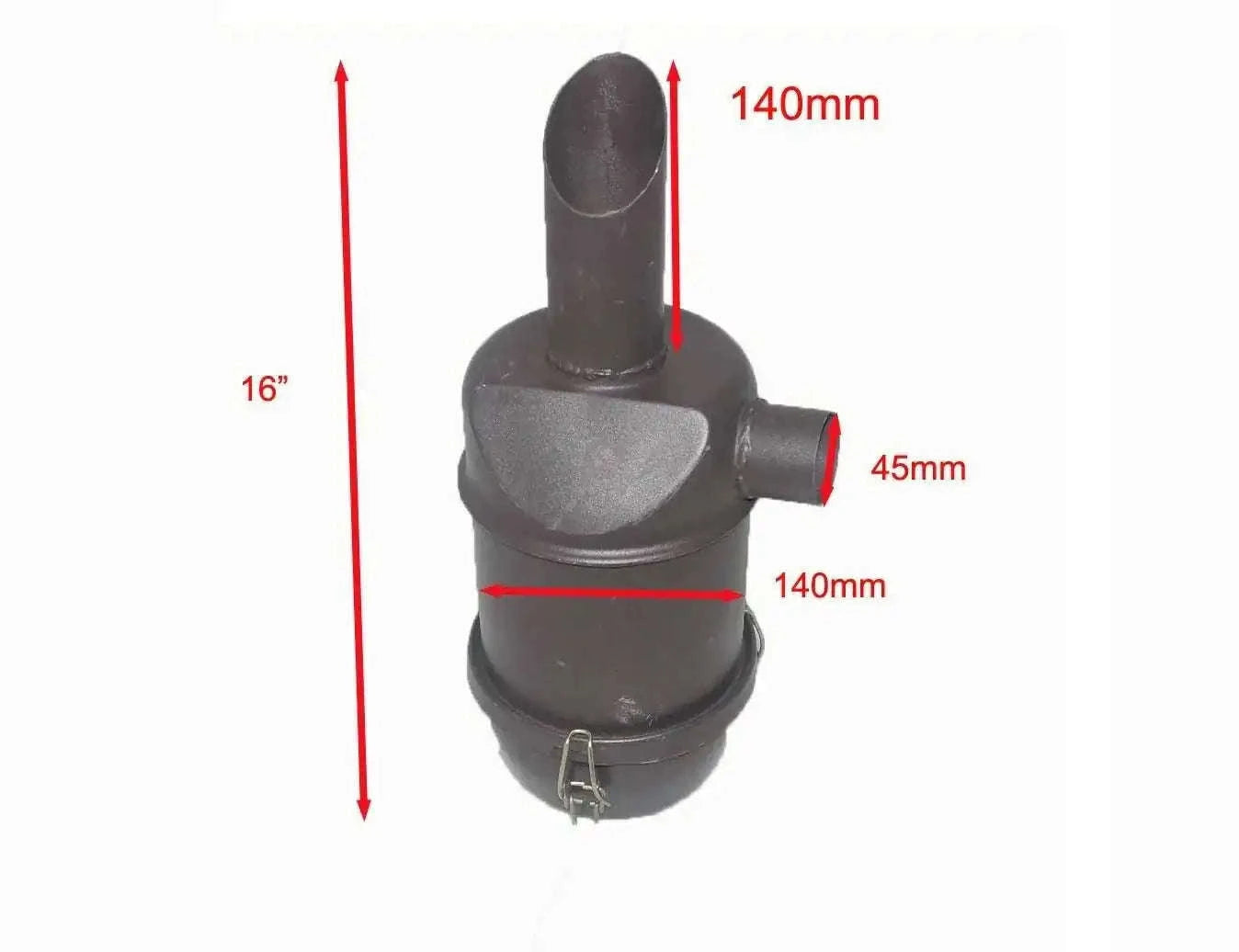 Oil bath air cleaner assembly with vertical intake pipe and side outlet