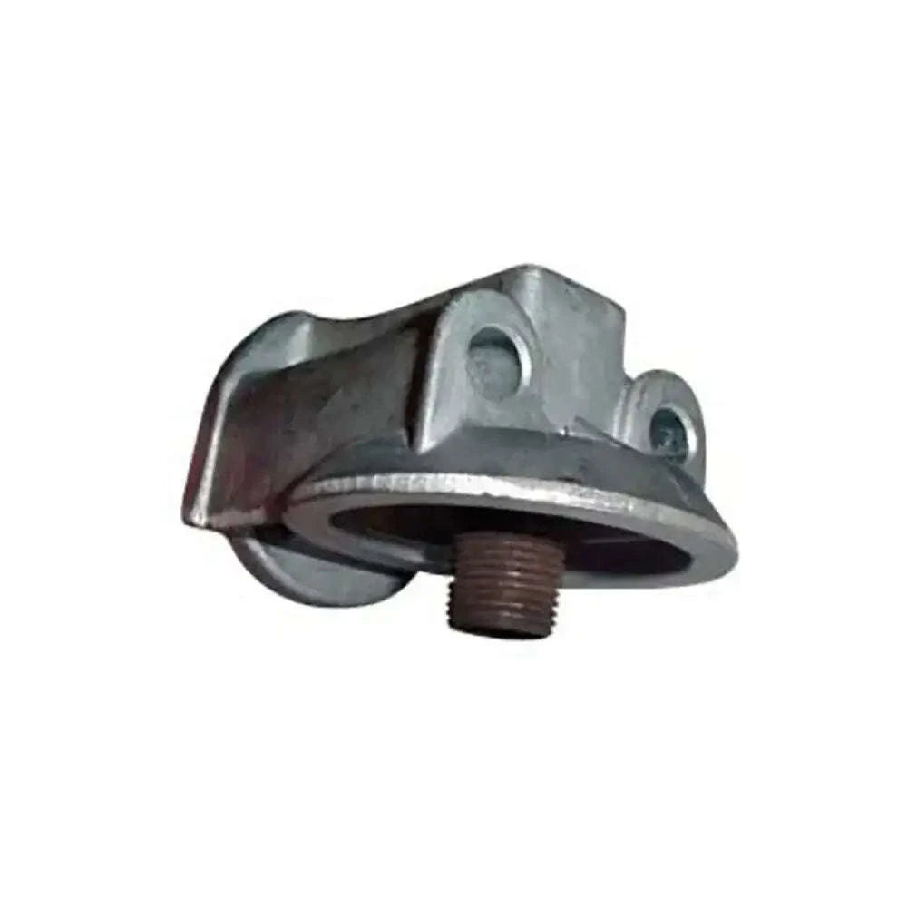 Metal oil filter mount with threaded stud and round flange