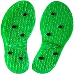 Acupressure shoe insoles, green, with dotted massage holes