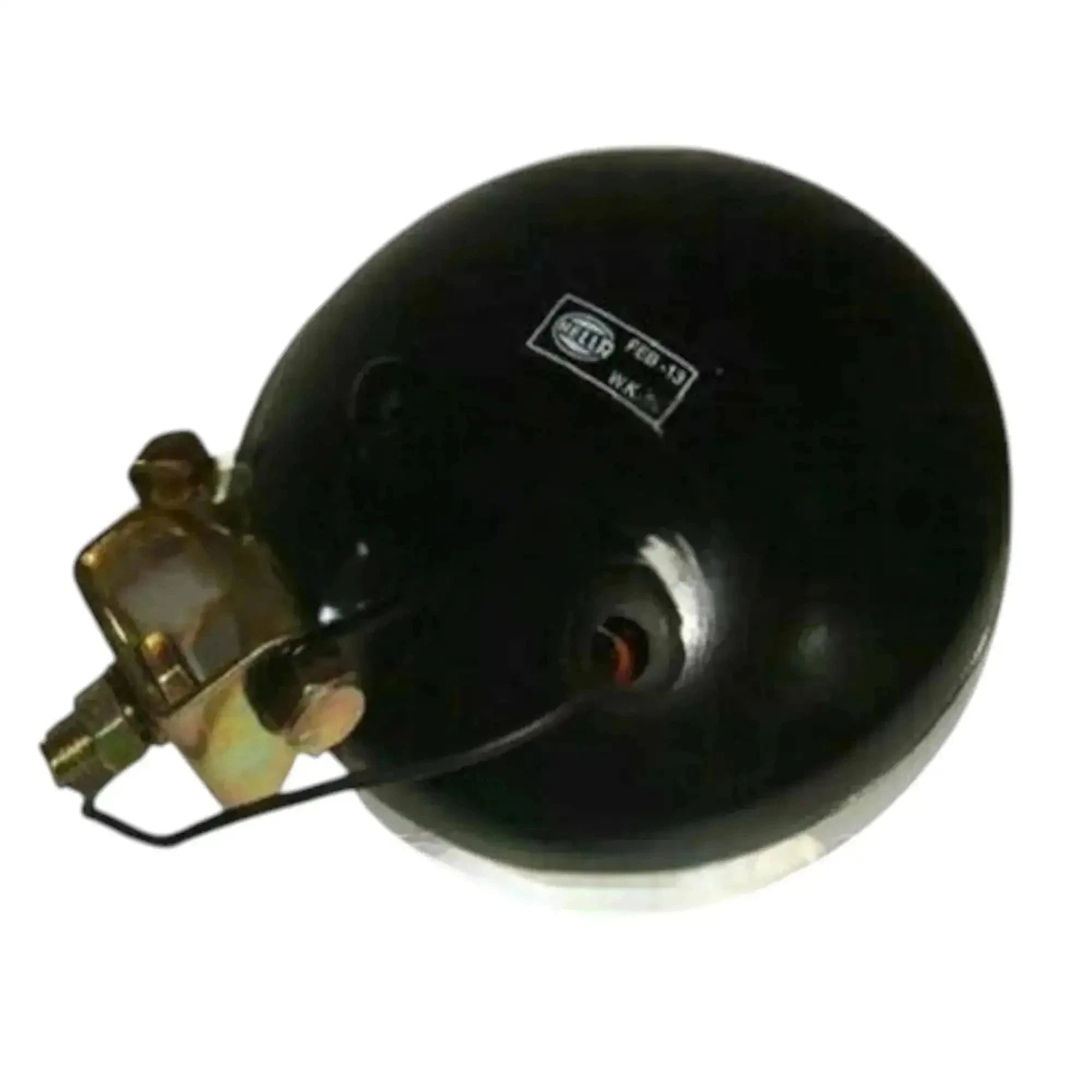 Hella fog lamp housing with black cover and mounting bracket, clear lens end