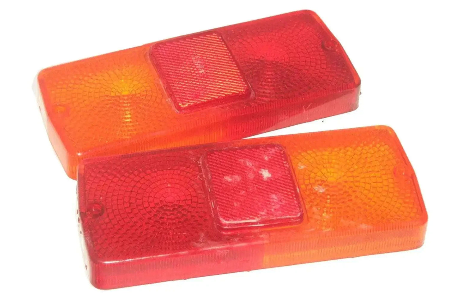 Tractor rear tail light lens pair, red and amber rectangular replacement covers