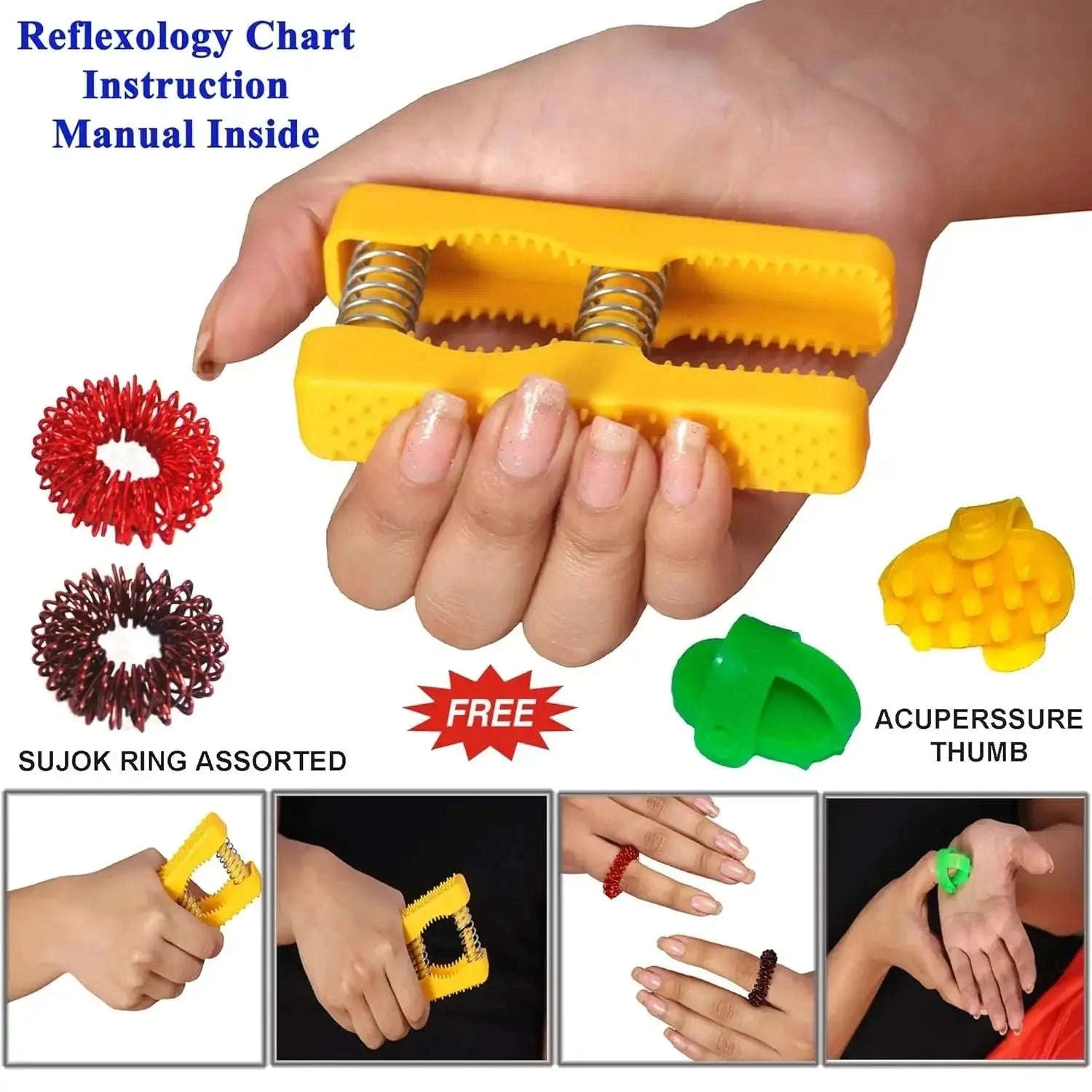 Palm acupressure exerciser for hand grip strength improvement