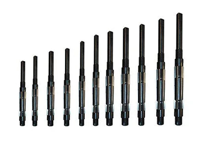 11 Piece Adjustable Hand Reamer Set made of steel with various sizes for precision drilling tasks