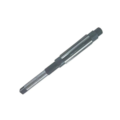 Adjustable hand reamer tool with dark threaded end and silver cutting tip