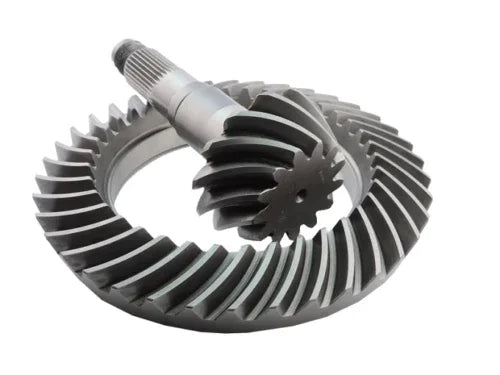 Crown wheel and pinion gear set with gray metal toothed gears