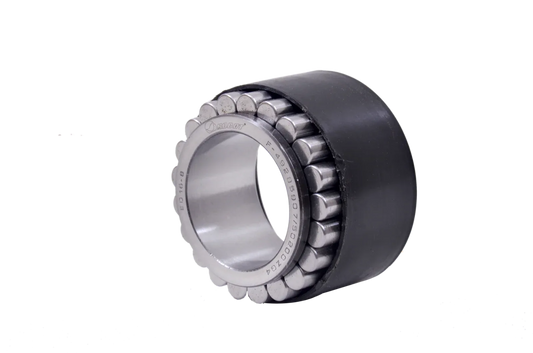 Hub roller bearing with metal rollers and dark rubber outer seal