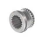 Metal shift coupler with interlocking gears, silver finish
