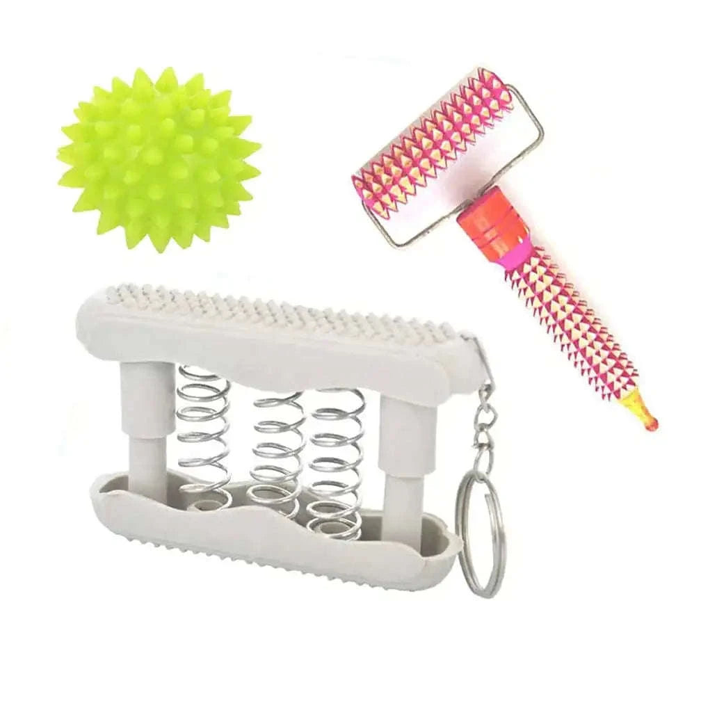 Pocket Hand Exerciser Combo with Spiked Ball and T-Shape Massager