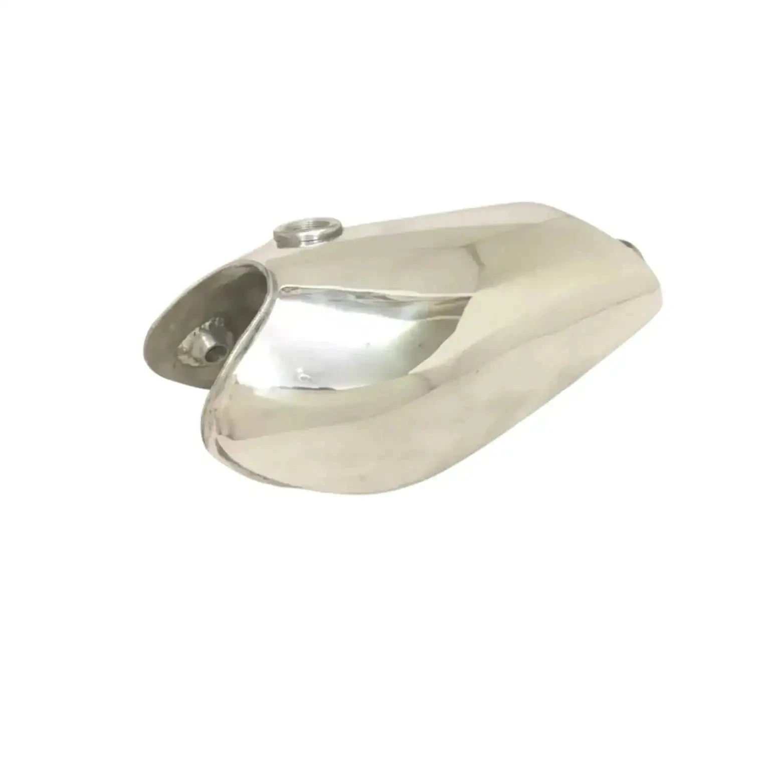 Polished aluminum fuel tank for Yamaha YZ125 1976 model.
