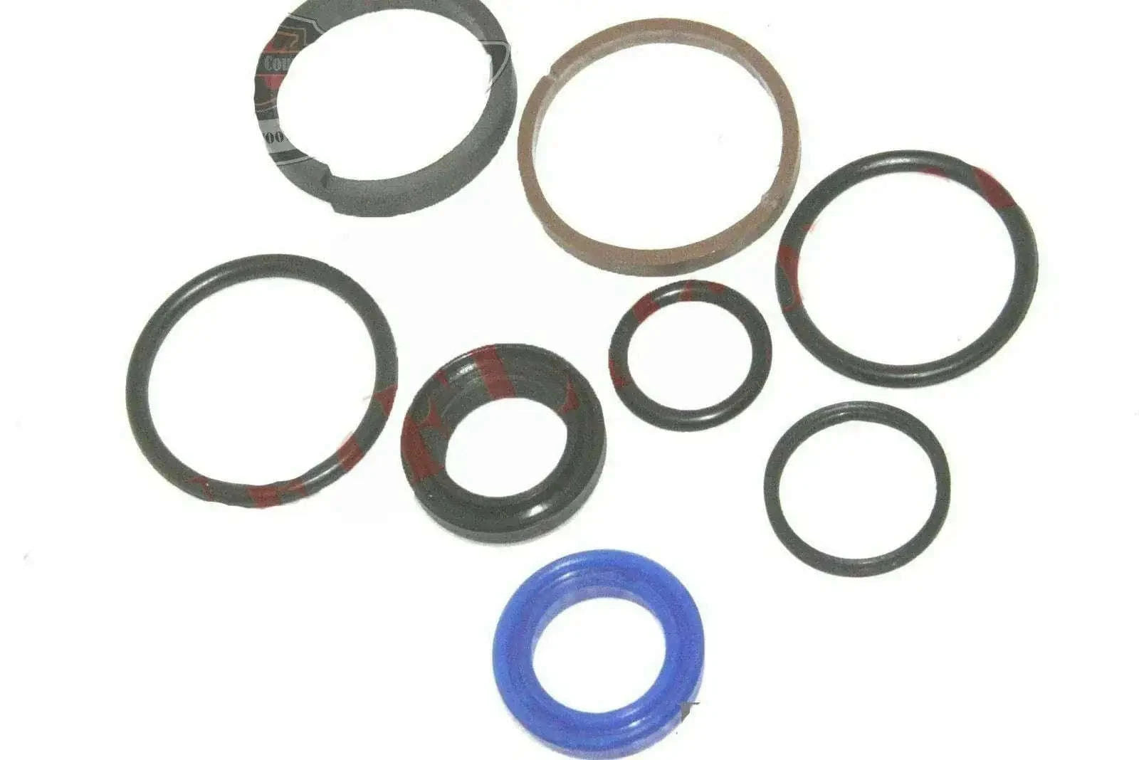 Power steering ram seal kit with multiple rubber O-rings and seals, assorted sizes