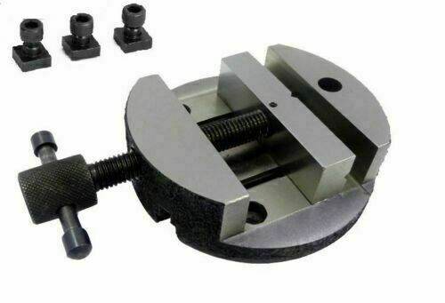 Precision rotary table with vice and fixing T-nuts bolts for secure work setup