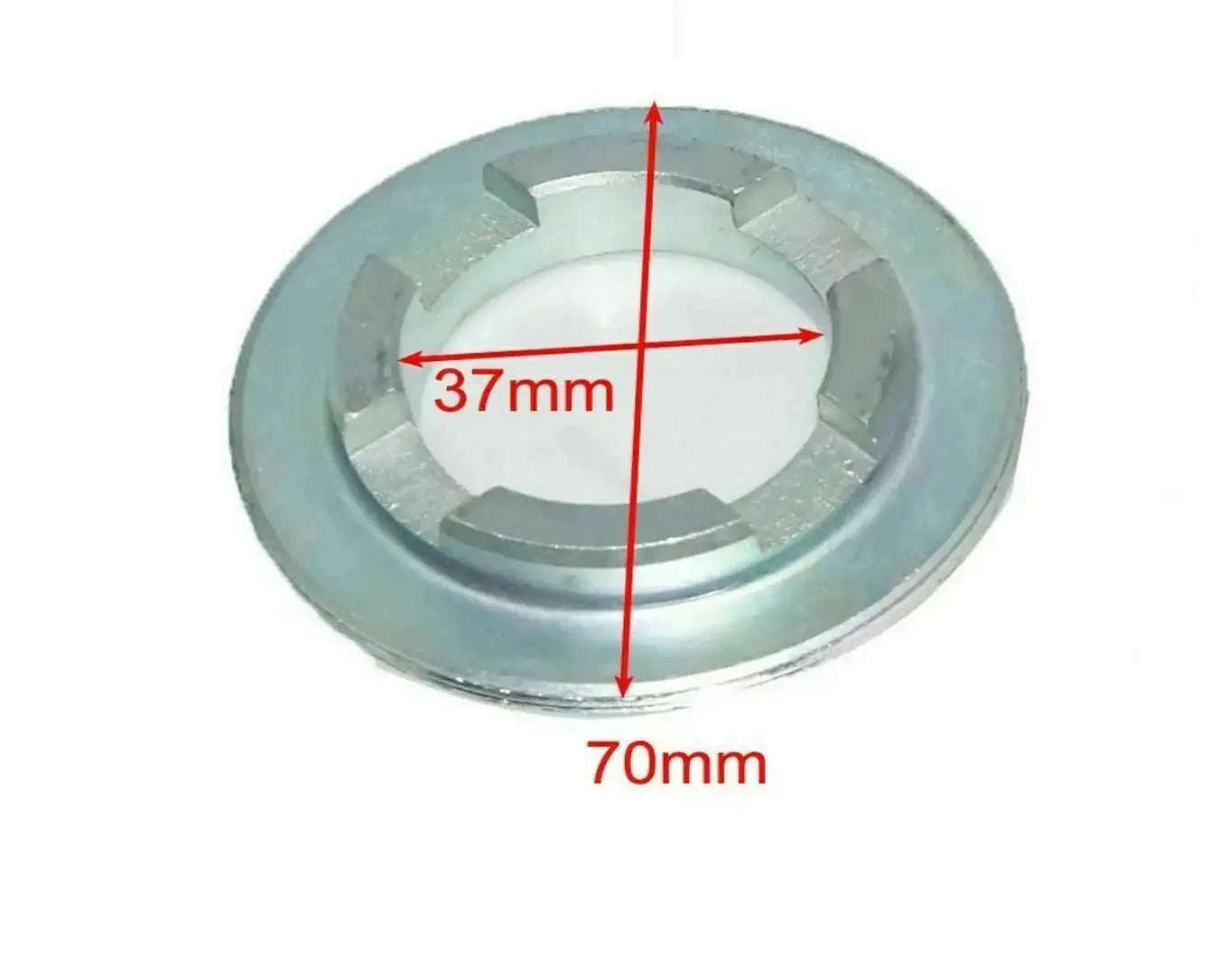 Metal PTO shaft lock collar plate, 70mm outer, 37mm inner diameter