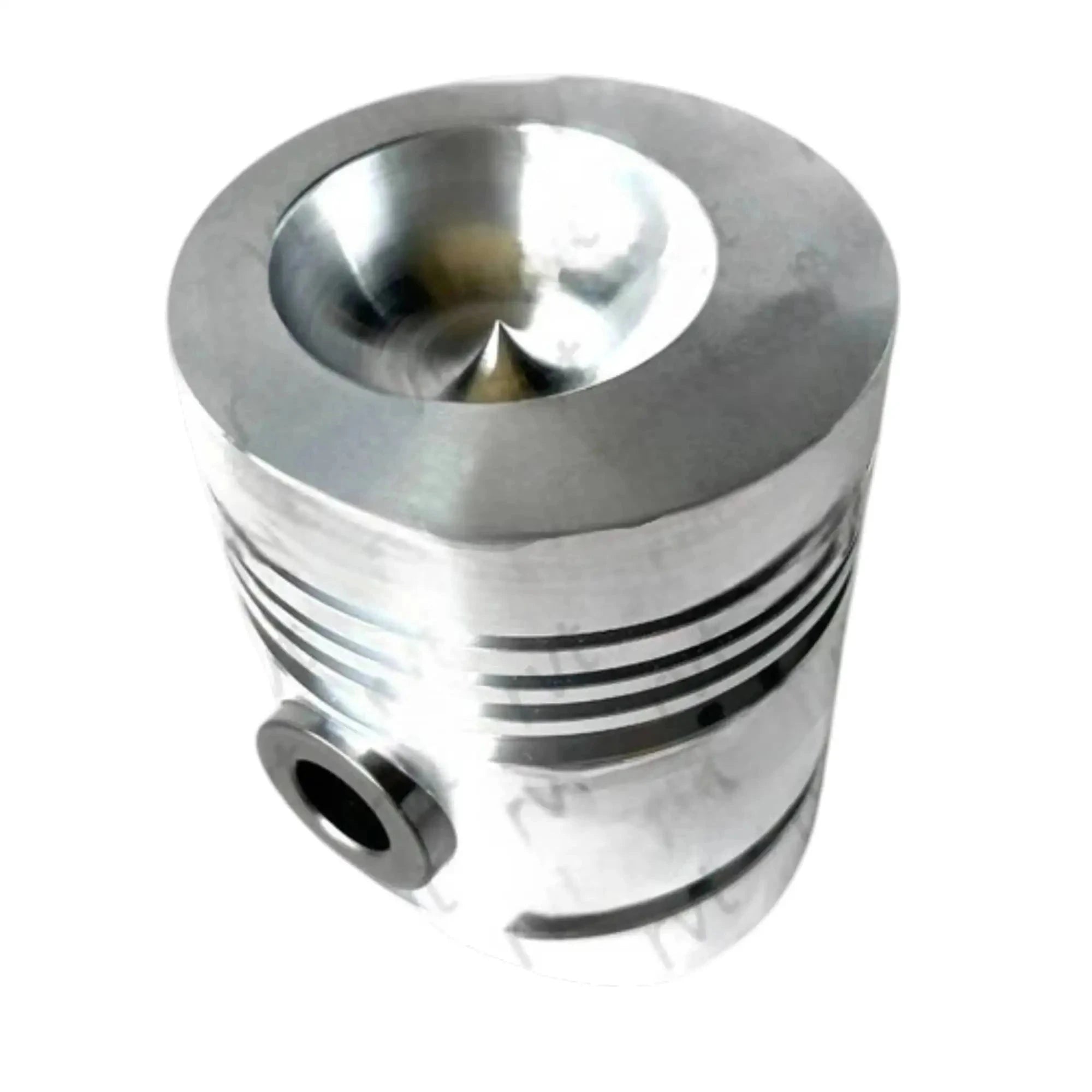 Steel piston with wrist pin hole and machined ring grooves
