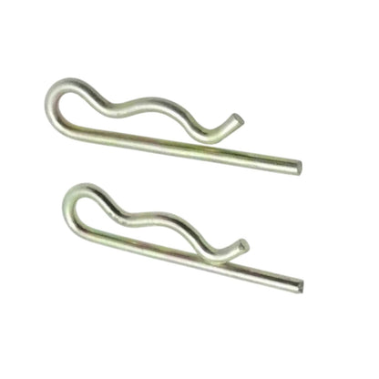 R clip spring cotter linch pin, steel, 60mm in length, used for securing hitches on tractors