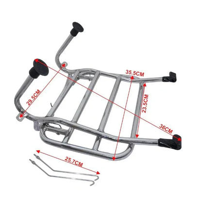 Chrome plated front rack carrier, 36x35.5cm, ideal rack for mobility scooter