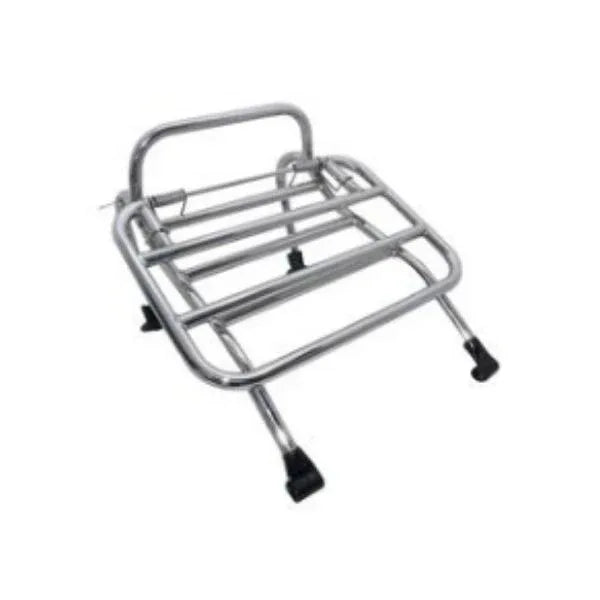 Chrome plated front rack carrier, sturdy design for mobility scooter, size suitable for easy accessory transport