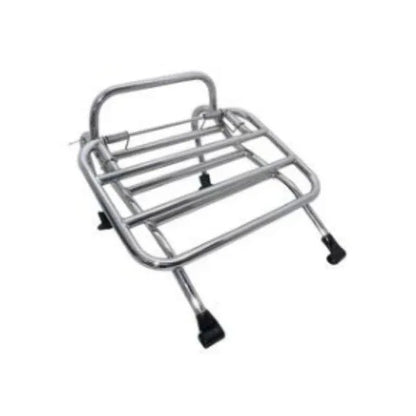 Chrome plated front rack carrier, sturdy design for mobility scooter, size suitable for easy accessory transport