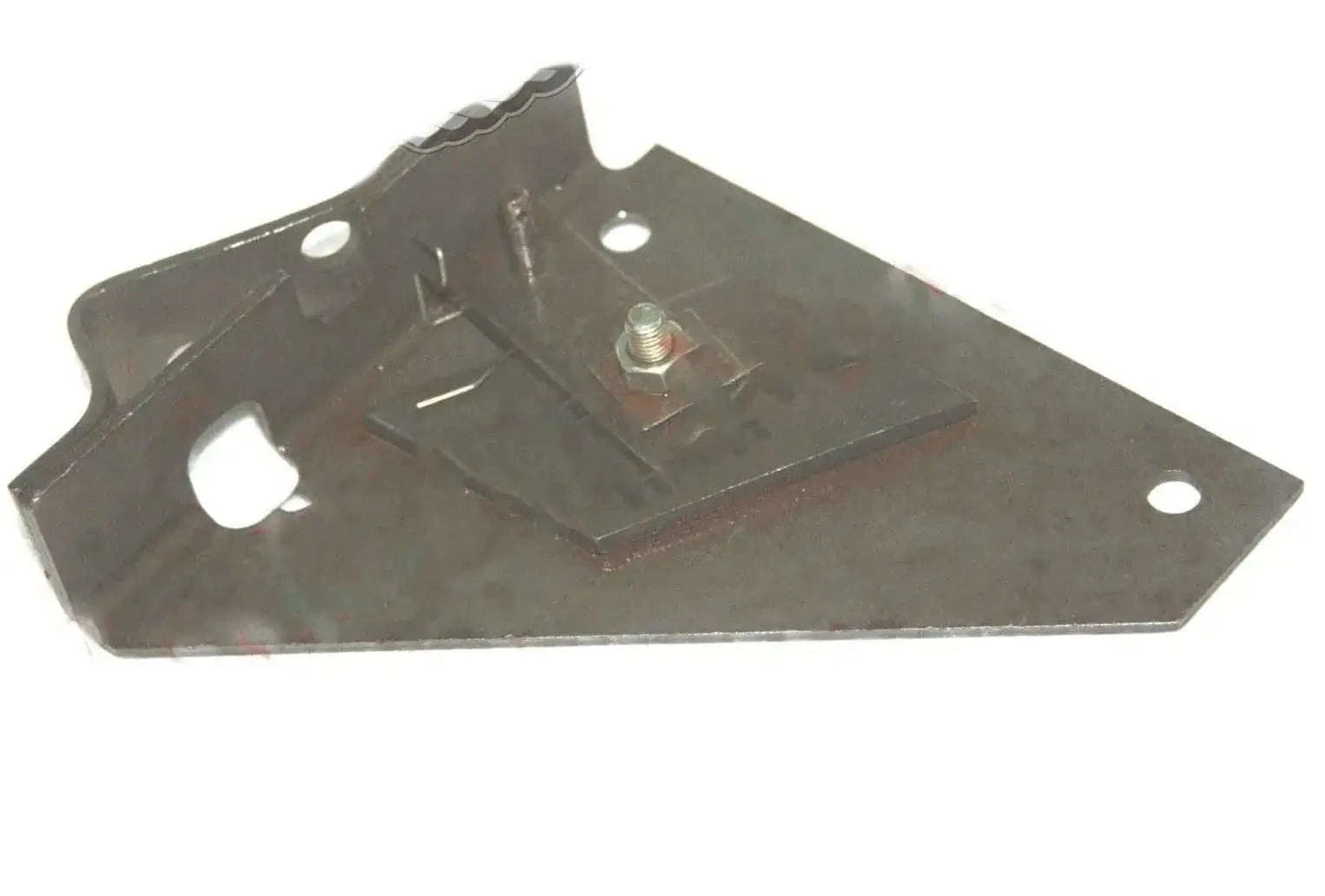 Metal ram cylinder bracket end plate with mounting holes and bolt