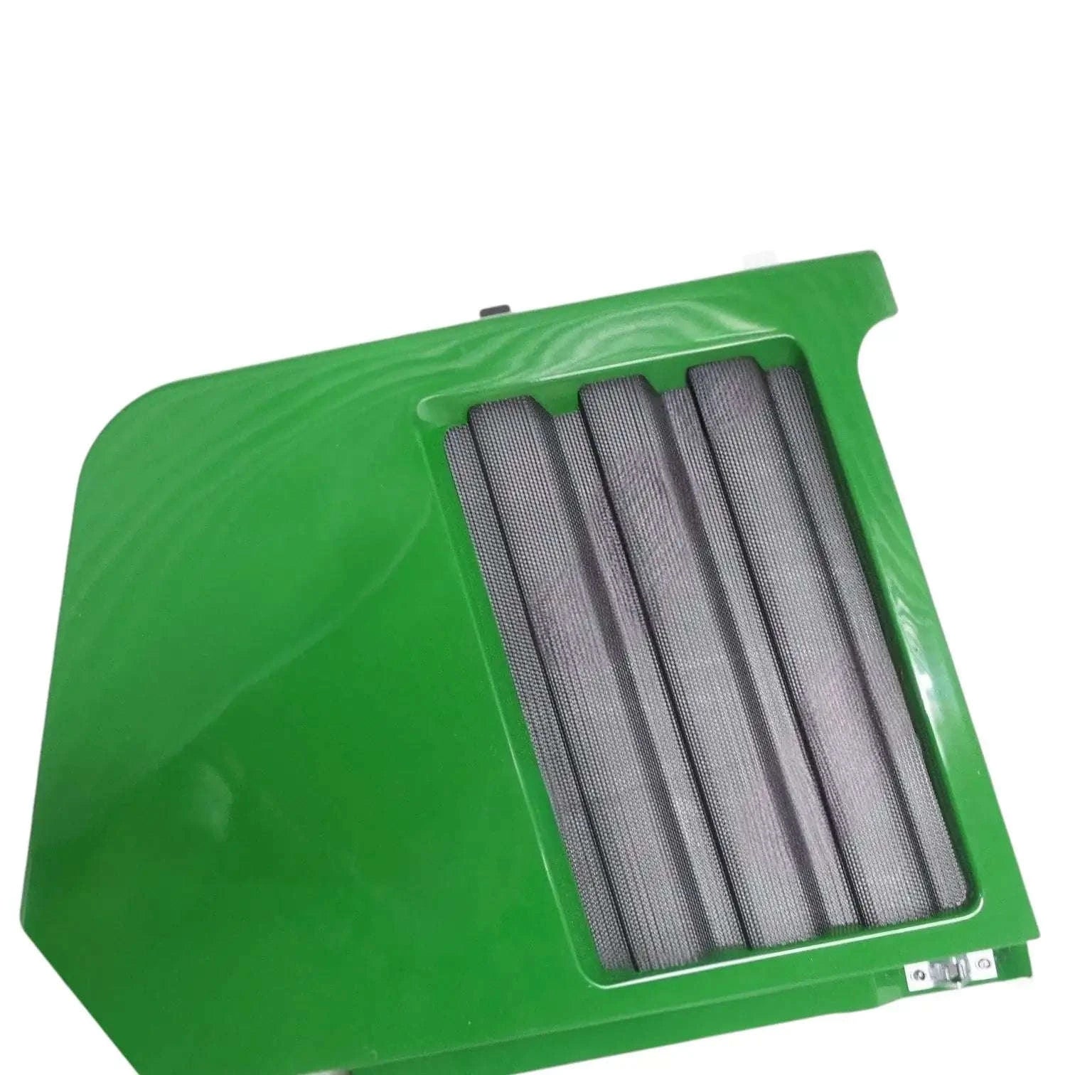 Tractor grille set, durable green plastic, designed for efficient air intake on tractors