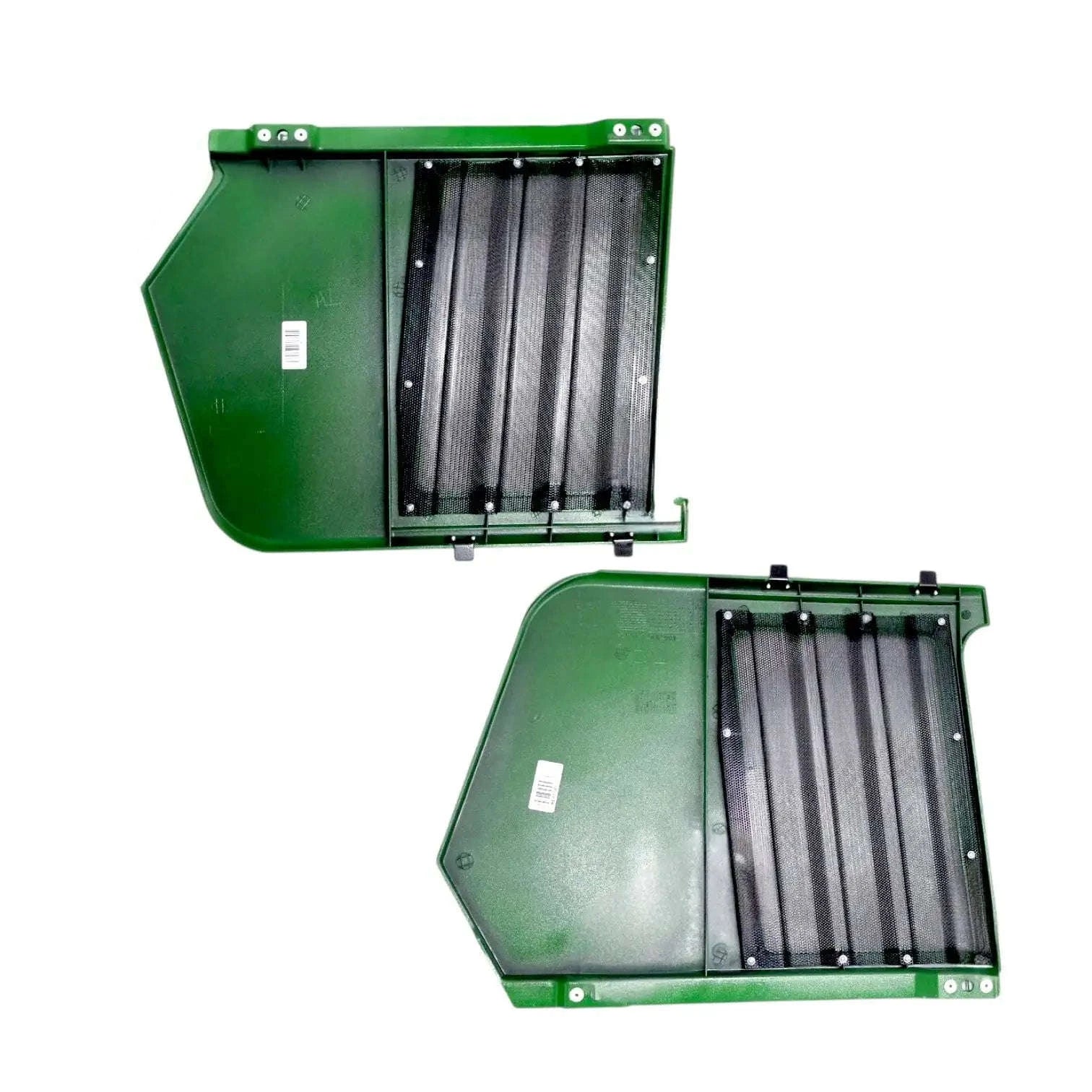 Tractor grille set in green, durable plastic, designed for easy installation on tractors