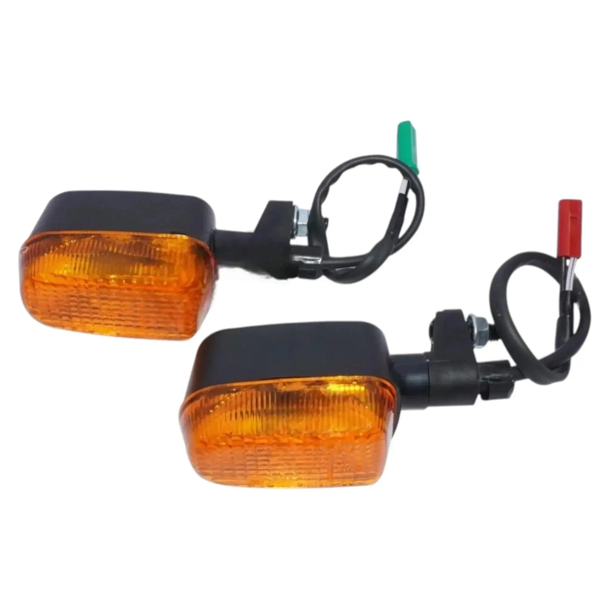 Pair of amber turn signal bulbs with black housing for vehicle rear indicator lighting