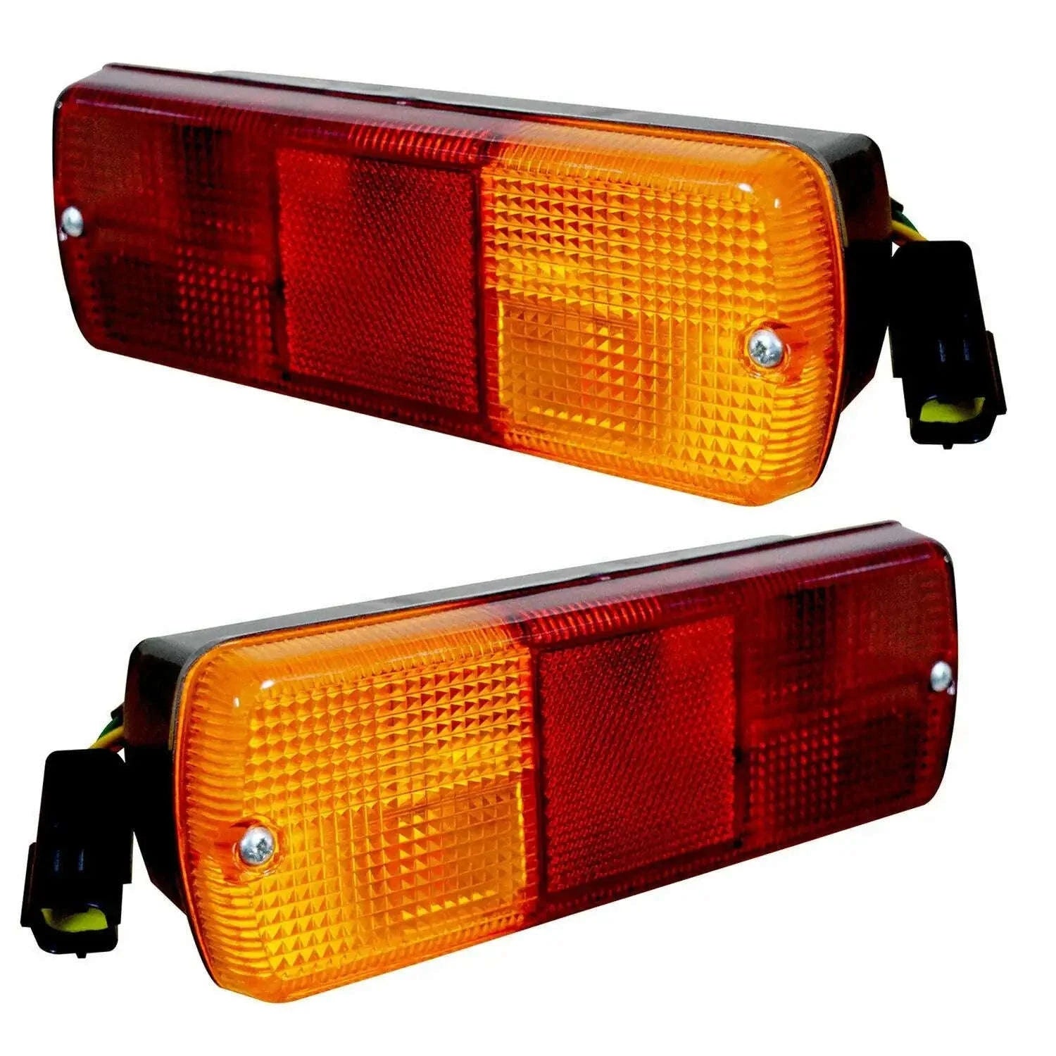Rear light set with amber and red rectangular lenses, dual lamps and brackets