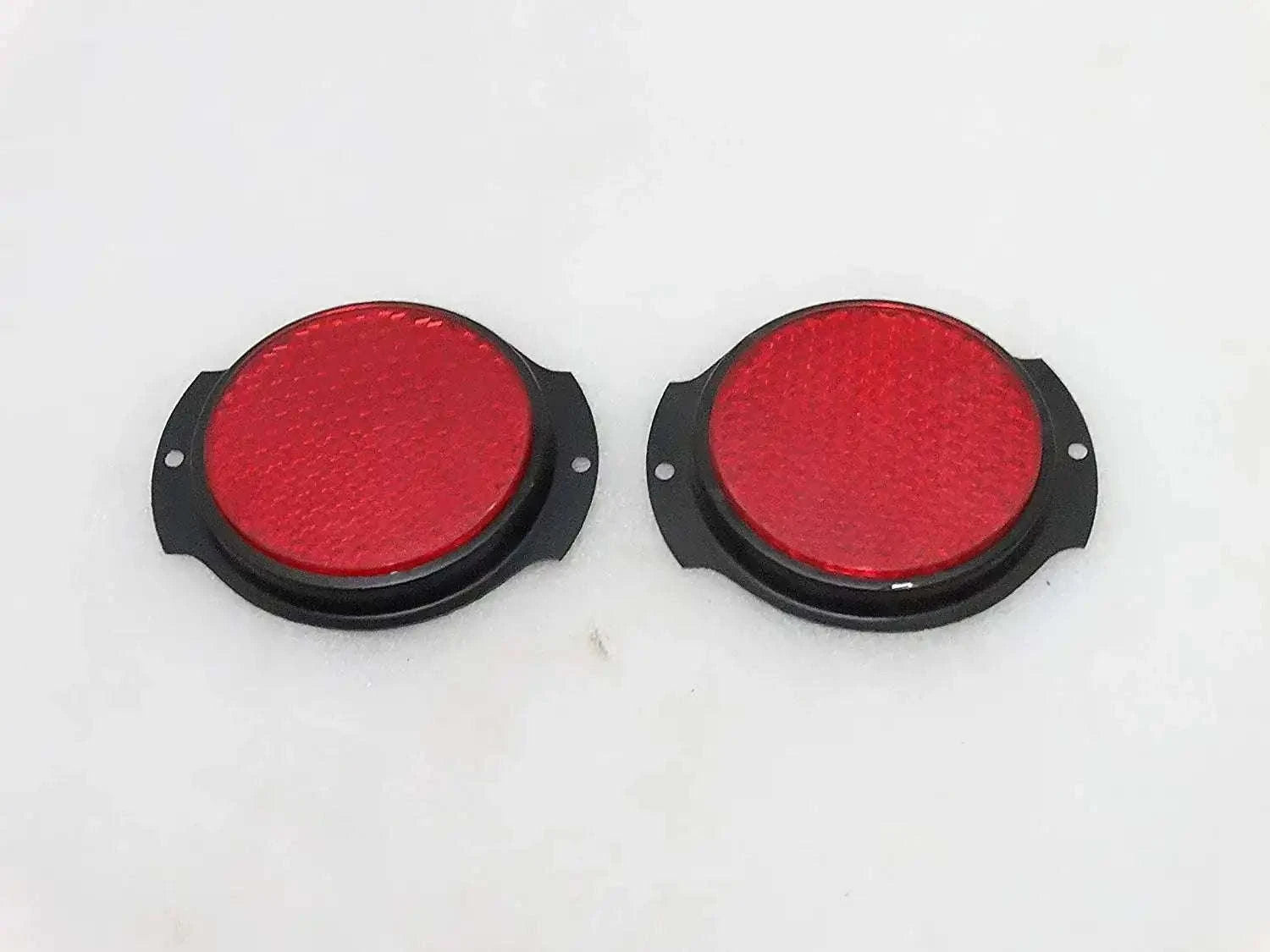 Pair of red reflector lenses with black bezels