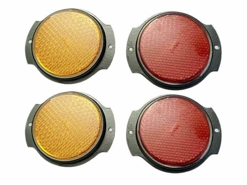 Reflex reflector red amber for trailer set of four with durable housing and high visibility