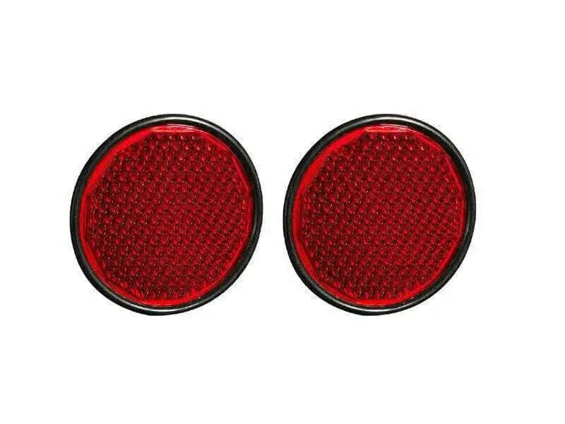 Round red reflective tractor trailer reflector, black rim, set of 4