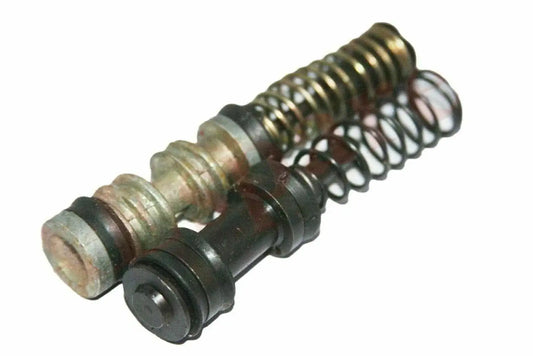 Brake master cylinder piston kit with metal rod, spring, and rubber boot