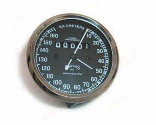 Replica Smiths Speedo Royal Enfield classic motorcycle speedometer with black face and white markings