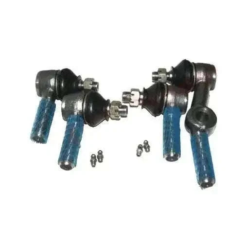 Steering tie rod end kit set with blue boots and hardware, shown as two ends