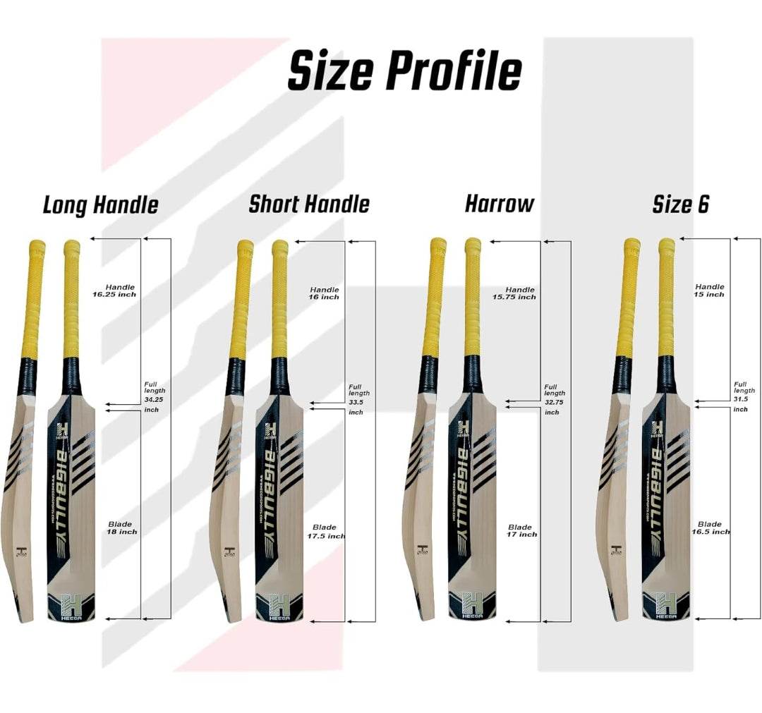 Heega English Technology Bigbully Mongoose Kashmir Willow Cricket bat(Pre-Knocked) | Free Bat Cover | Well Balanced | Short Blade Longer Handle Full Size Adult - StellerGear