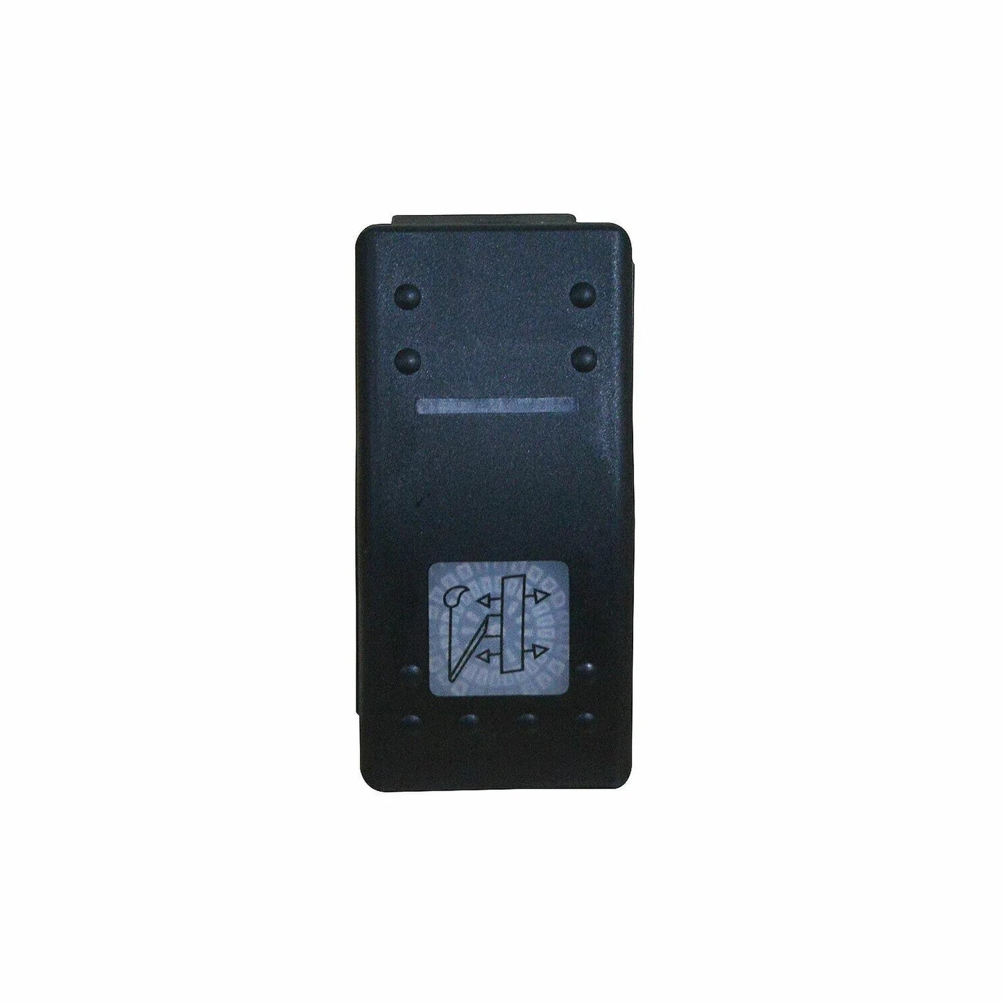 JCB rocker switch, durable black plastic, compact design for on/off control in machinery