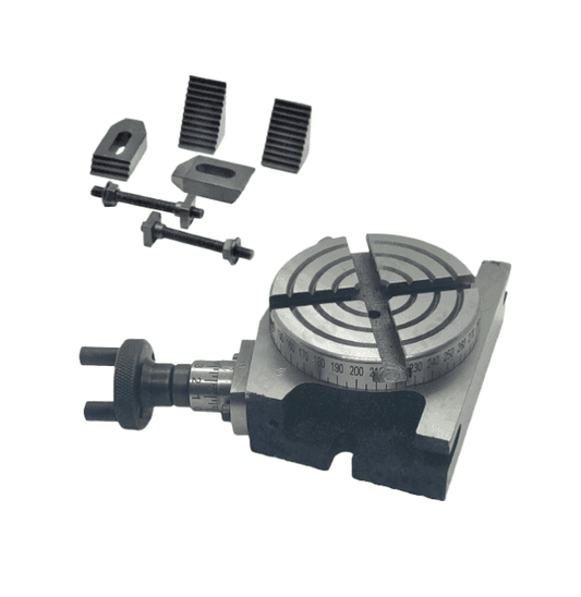 Horizontal and vertical precision rotary table with clamping kit for versatile machining applications
