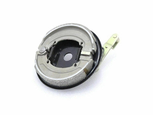 Royal Enfield 6 inch rear brake assembly, durable metal, designed for reliable braking performance on motorcycles