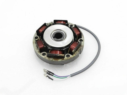 Royal Enfield alternator with three wires and durable construction for reliable performance.