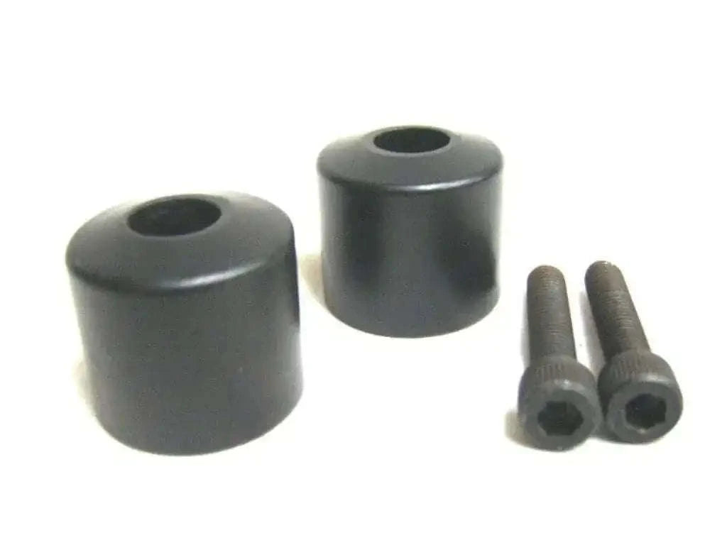 Royal Enfield black handlebar end weight set with mounting bolts