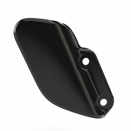 Royal Enfield heel guard, black metal, designed for motorcycle protection and enhanced aesthetics