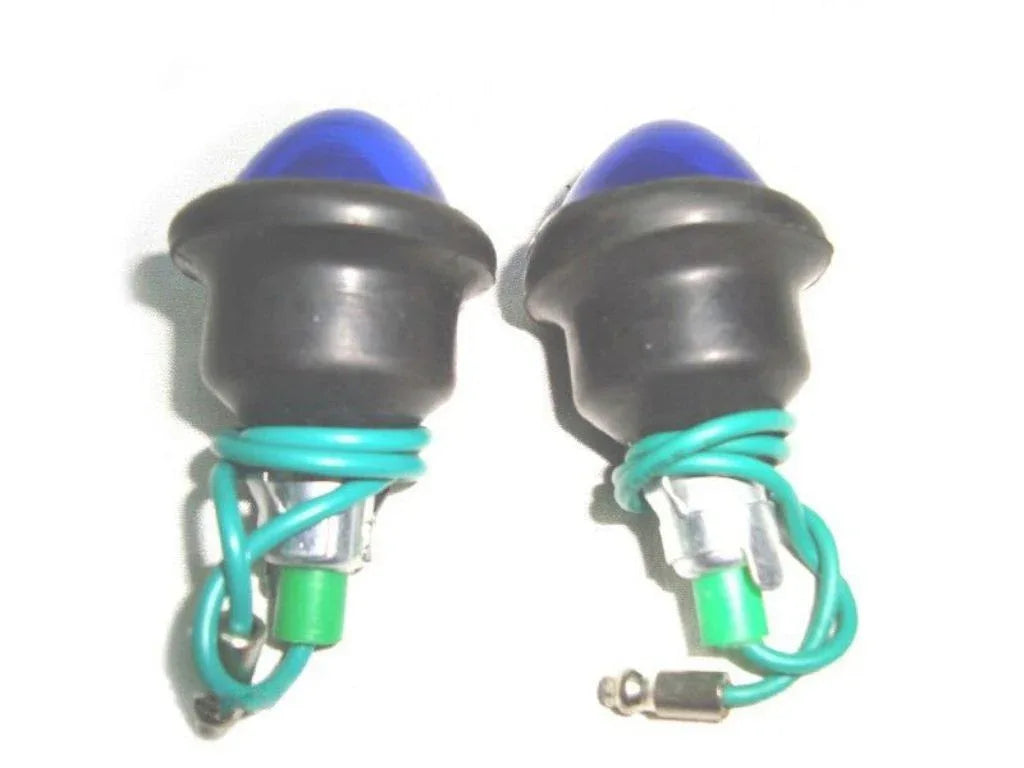 Royal Enfield indicator lens set, blue, rubber and plastic, for motorcycle lighting replacement